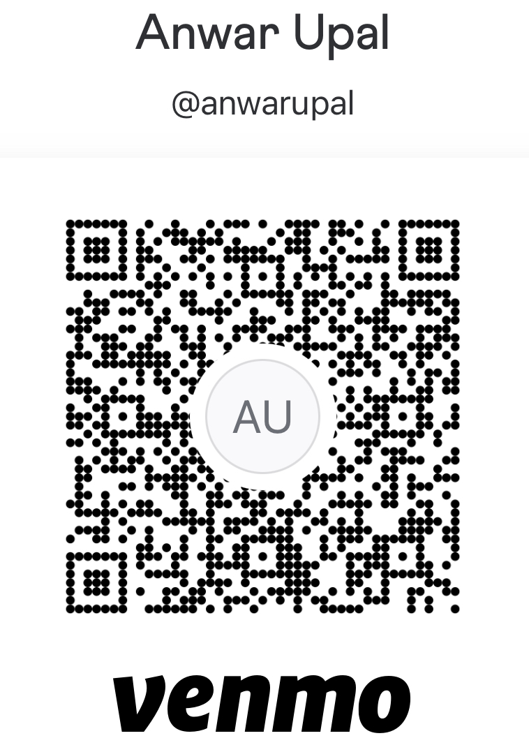 Venmo QR code for @anwarupal